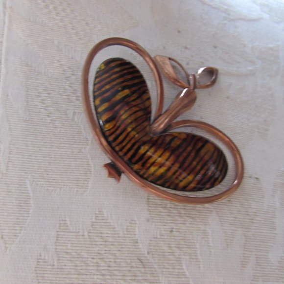 SALE Vintage Renoir Matisse Brooch Apple Shape Copper Tone - Picture 4 of 7